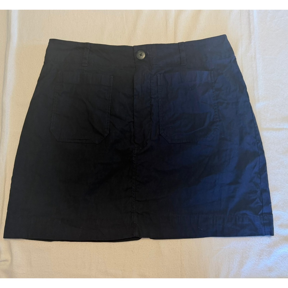 Maeve Anthropologie Navy Blue Linen Blend Utility Mini Skirt XL Pockets